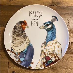 West Elm Dapper Animal Plate Peacock & Hen